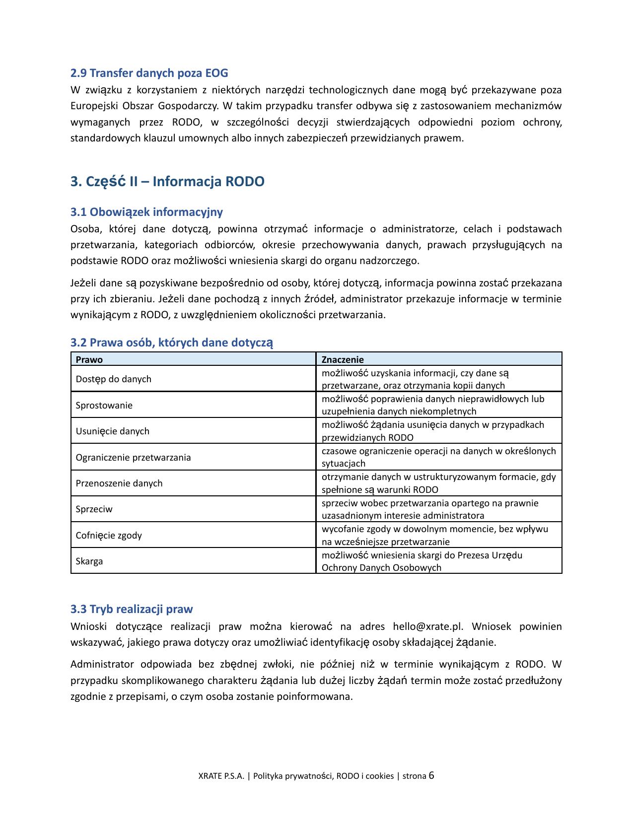 Polityka Prywatności XRate — strona 6