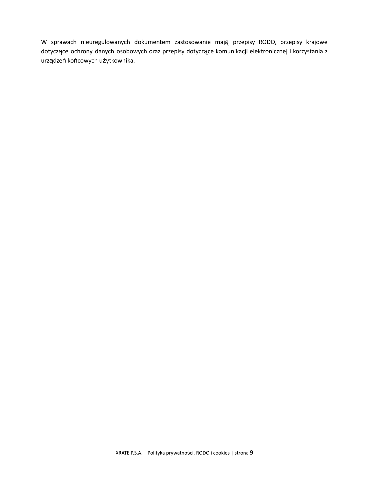 Polityka Prywatności XRate — strona 9