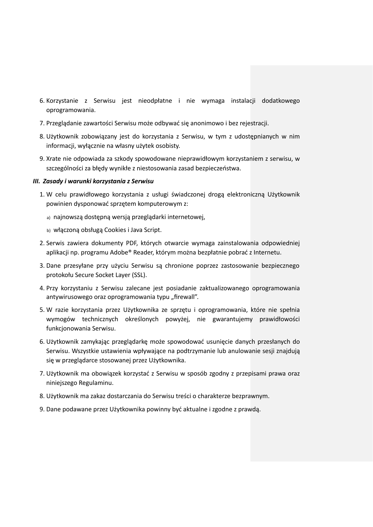 Regulamin XRate — strona 2